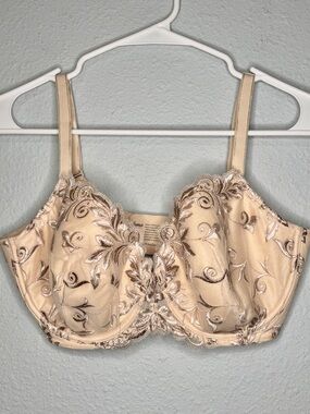 Soma Sensuous Sides Full Coverage Lightly Padded Lace Bra 34DDD Nude
